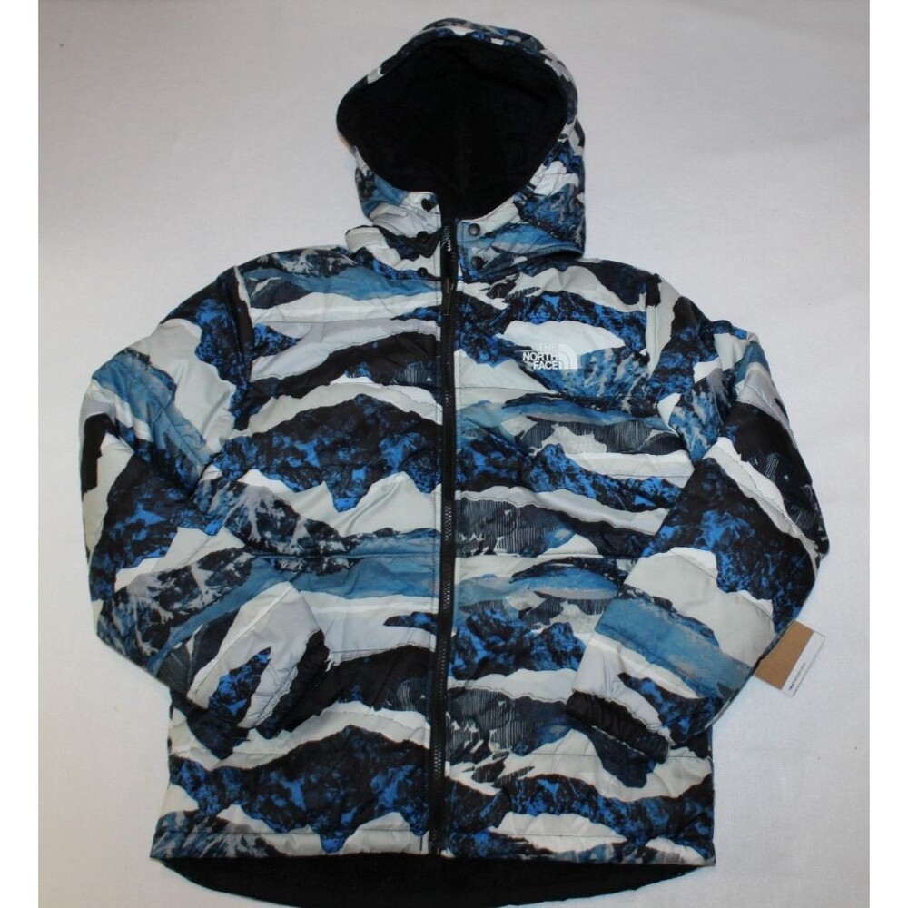 The North Face Boy Reversible Mt Chimbo Full Zip Hooded Jacket NWT XL BLUE BLACK